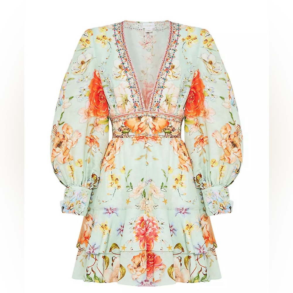 Camilla V-neck Floral Button Mini